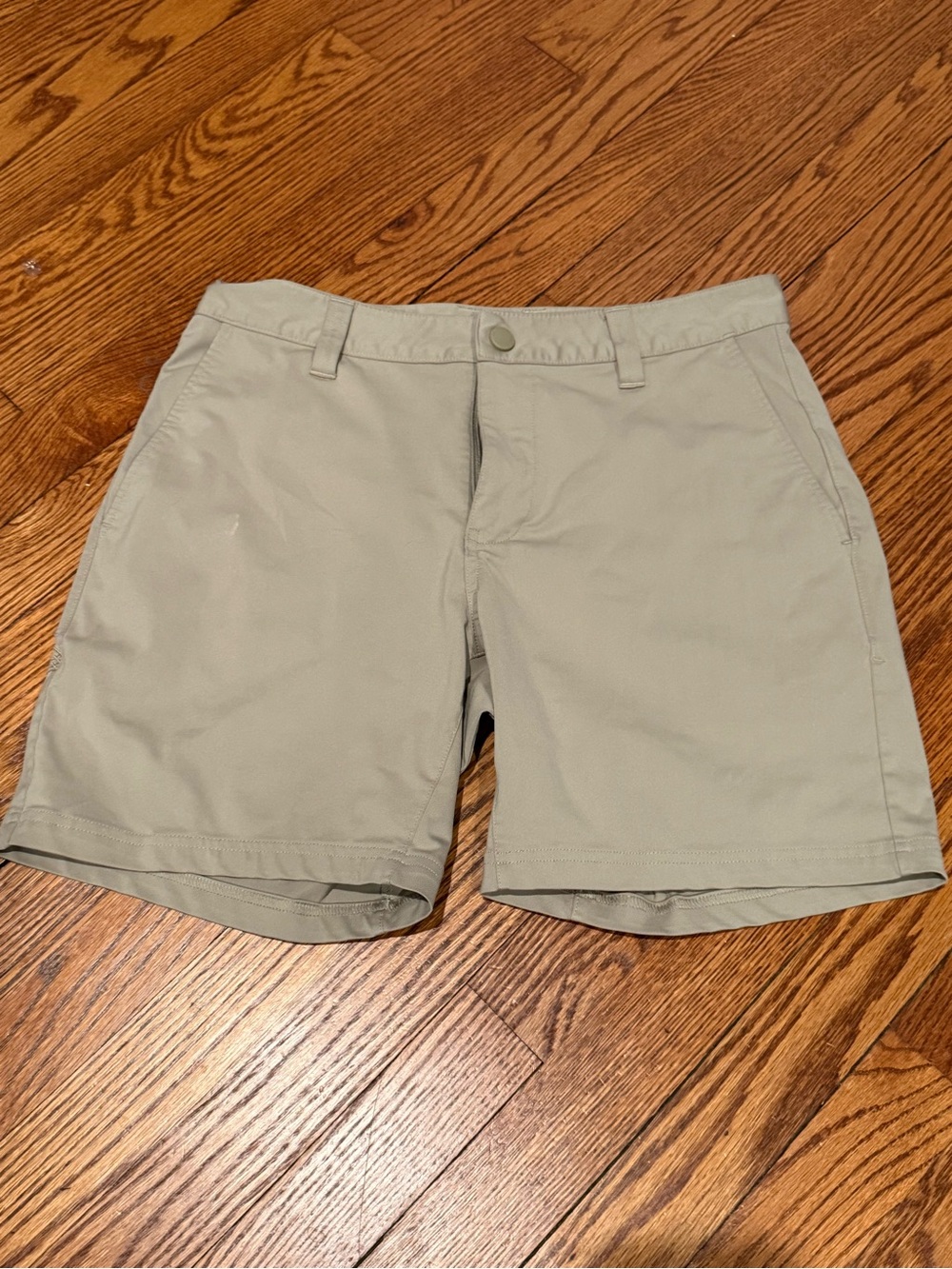 RHONE Men's Light Khaki Flat-Front Performance Shorts